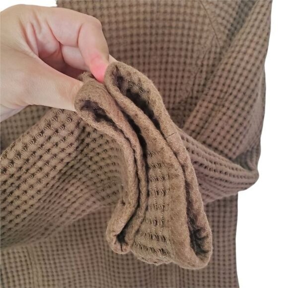 CABELA'S Womens Jacket Small Waffle Knit Brown Zipper‎ Neck 100% Cotton Collar - Picture 7 of 10